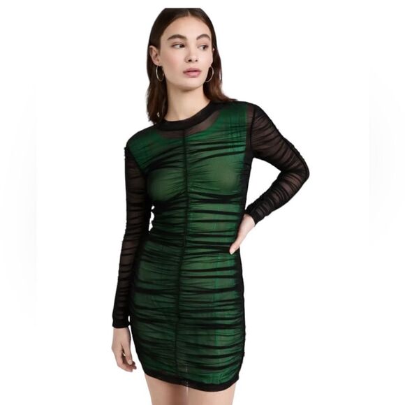 Alexander Wang Double Layer Stretch Mesh Mini Dress Women’s Size Large - Picture 2 of 13